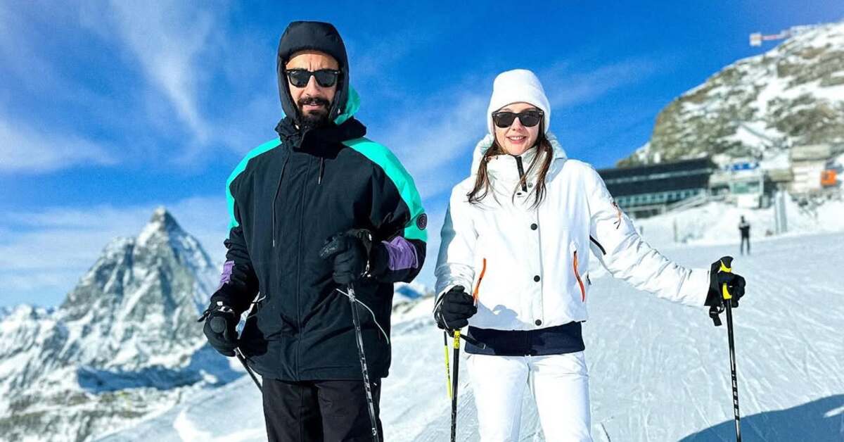 Alina Boz ile Umut Evirgen’den, kayak pozu